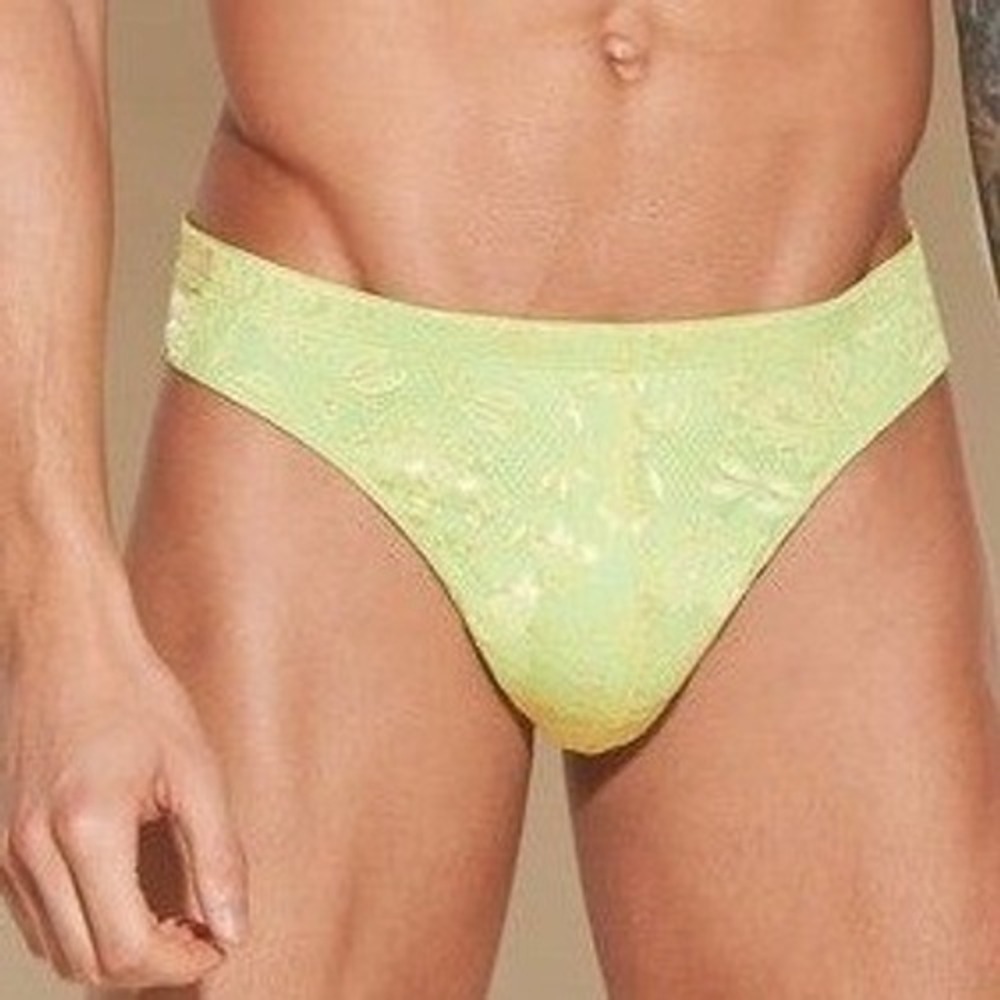 Cosabella Never Say Never Mens Lace Thong Lime Green Floral Low Rise Underwear